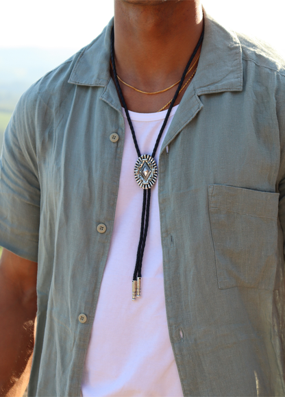 Native oval Bolo tie