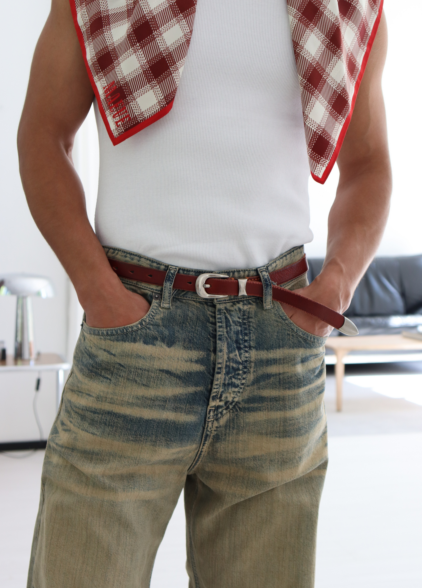 Burgundy thin Belt