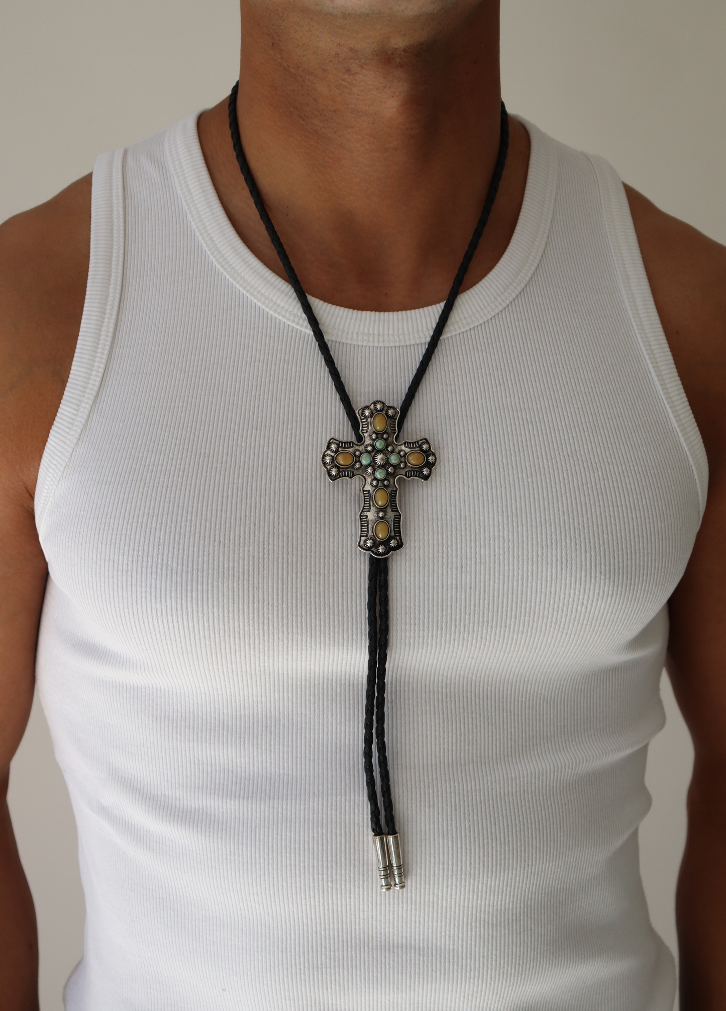 Navajo cross Bolo tie