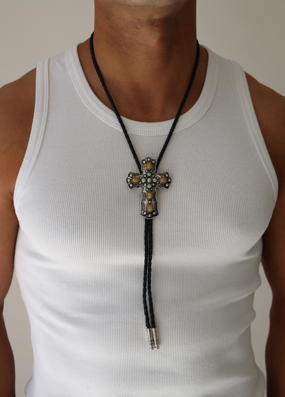 Navajo cross Bolo tie