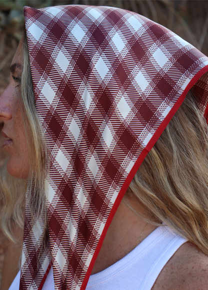 Cherry wood plaid Bandana