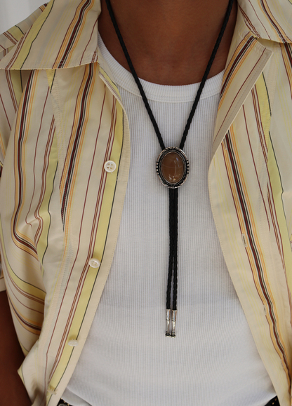 Brown aye Bolo tie