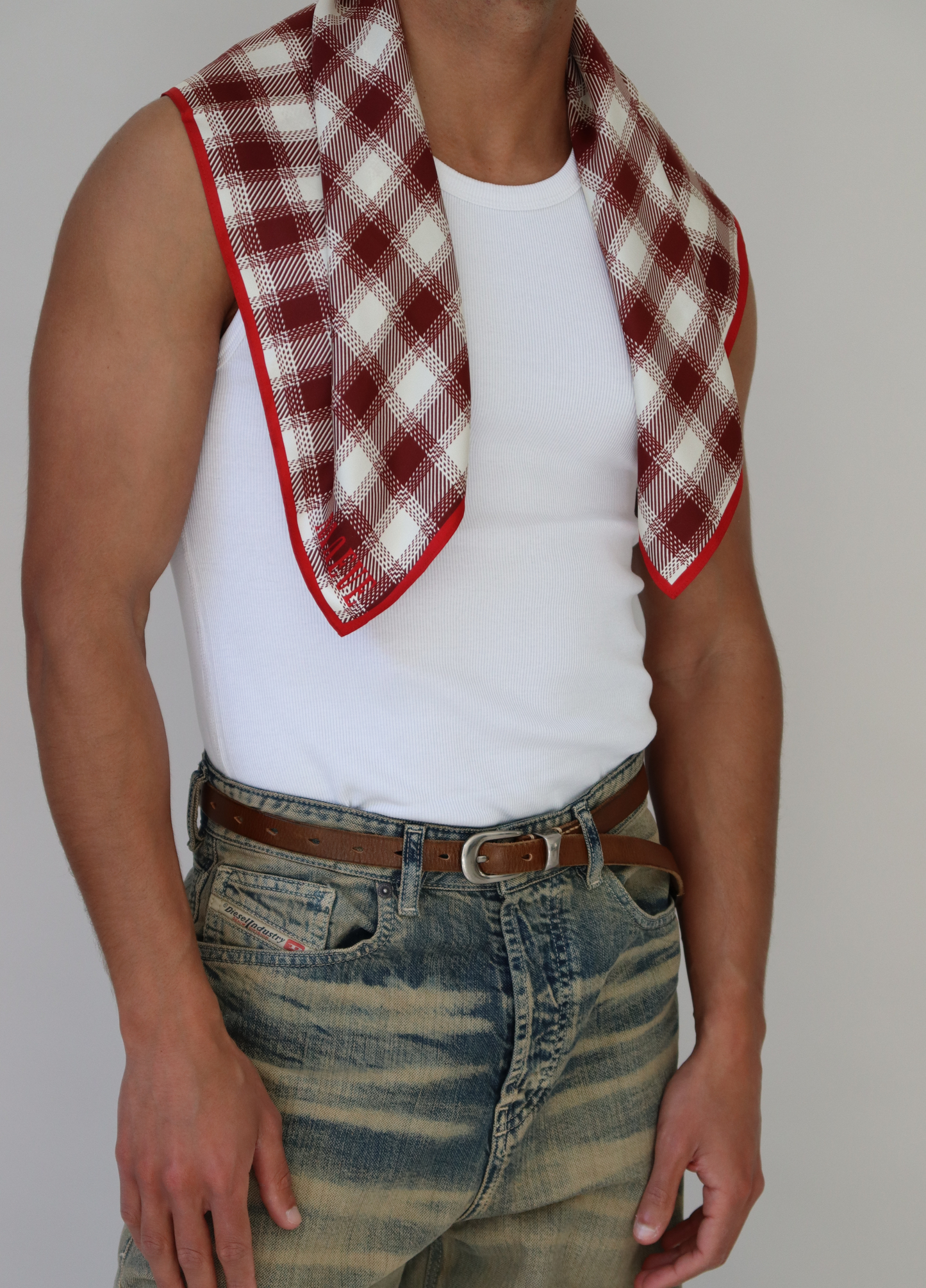 Cherry wood plaid Bandana