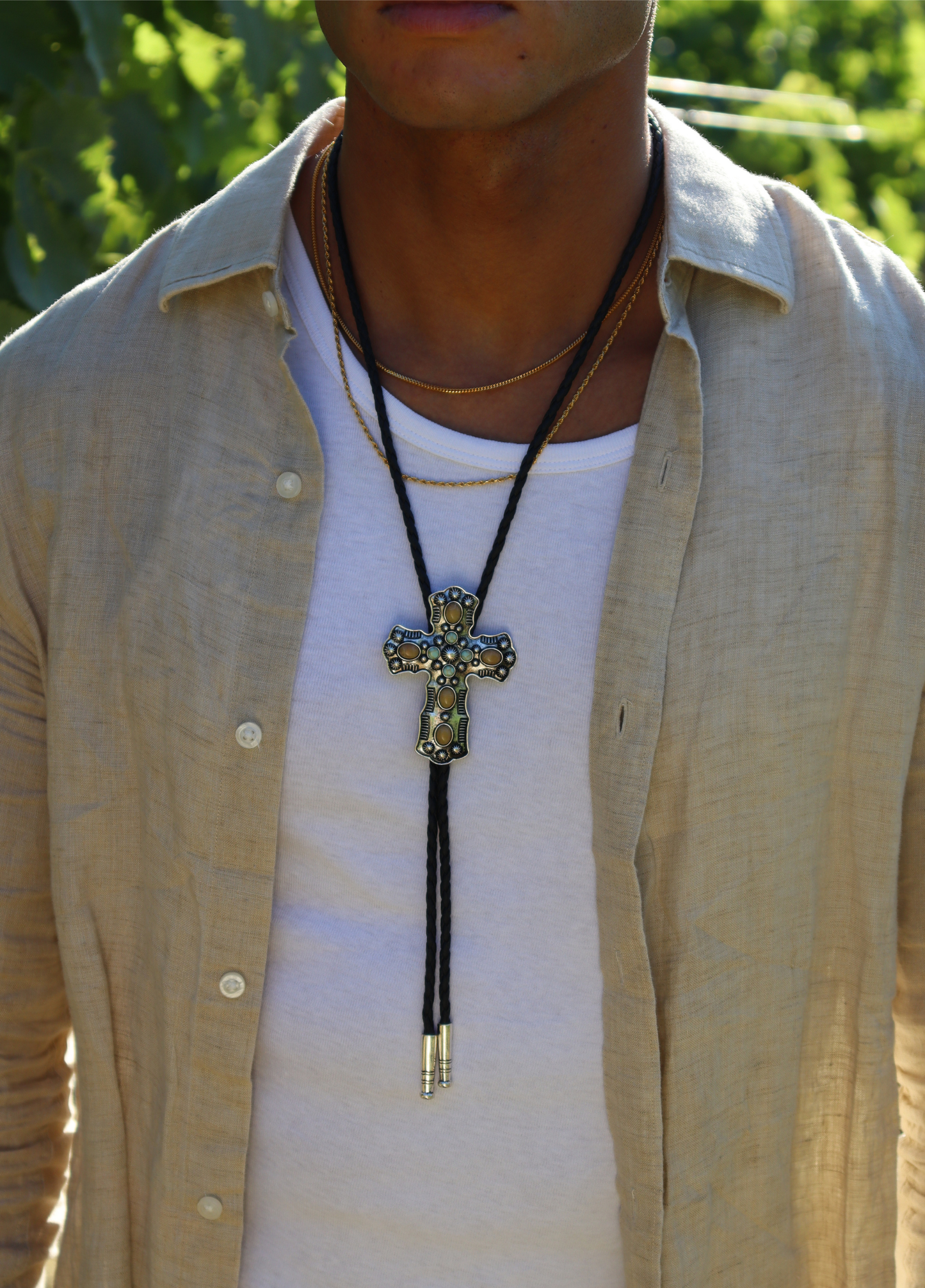 Navajo cross Bolo tie