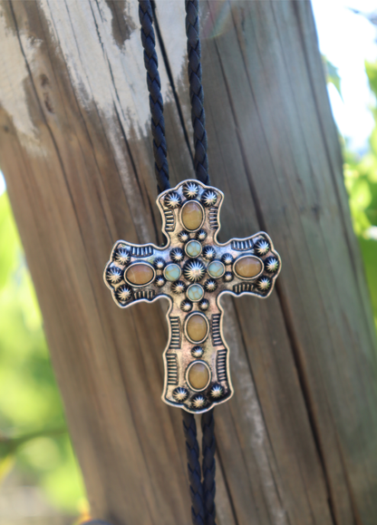 Navajo cross Bolo tie