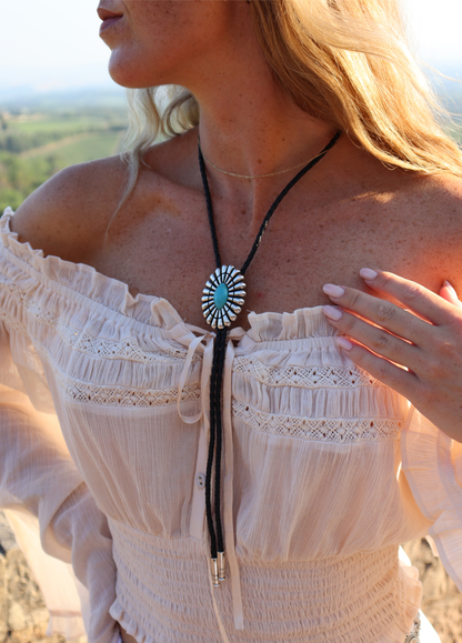 Oval Turquoise Bolo tie