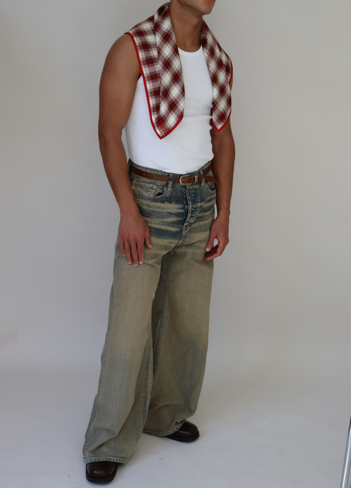 Cherry wood plaid Bandana