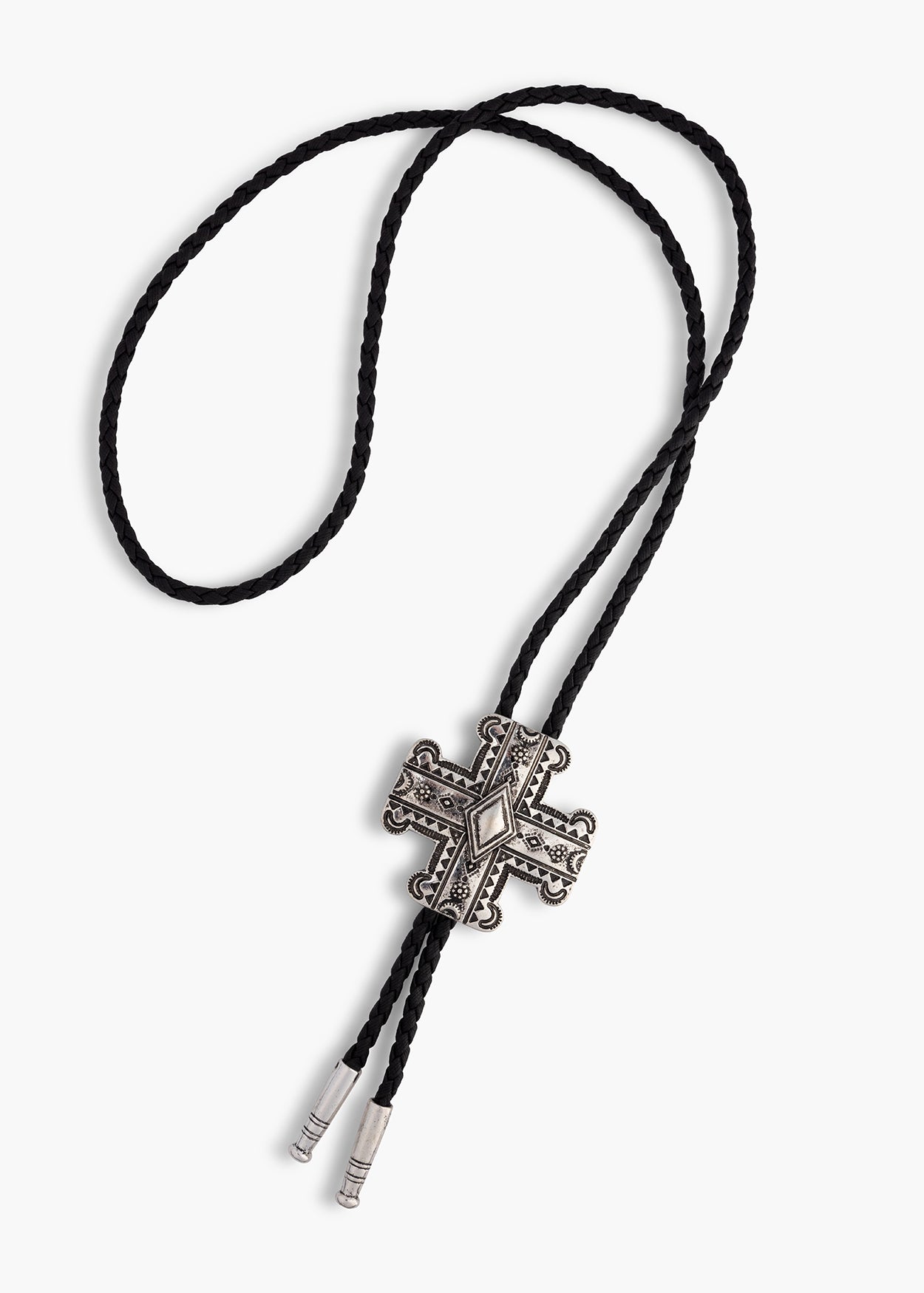 Silver cross Bolo Tie