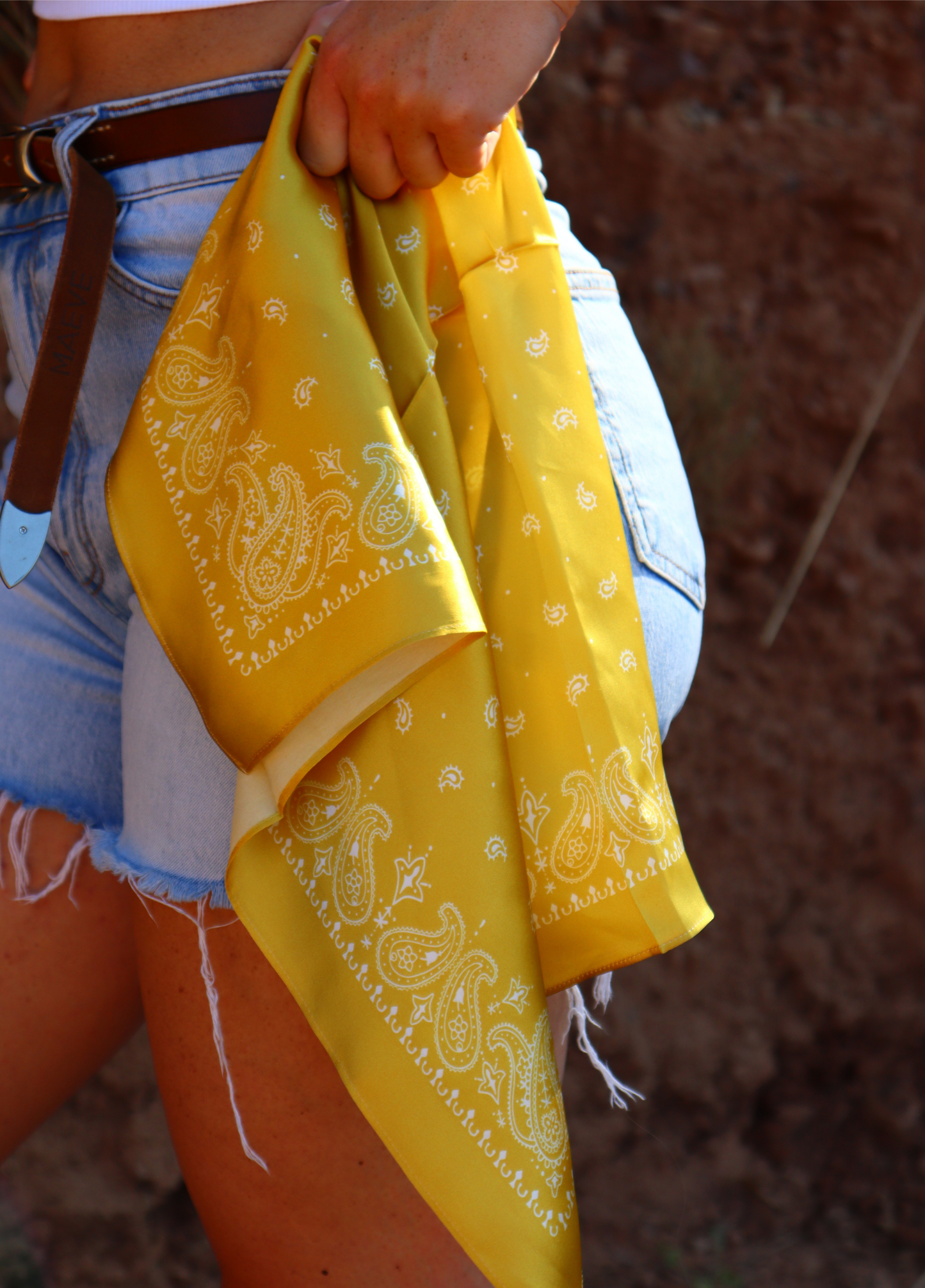 Yellow Sand Paisley Bandana