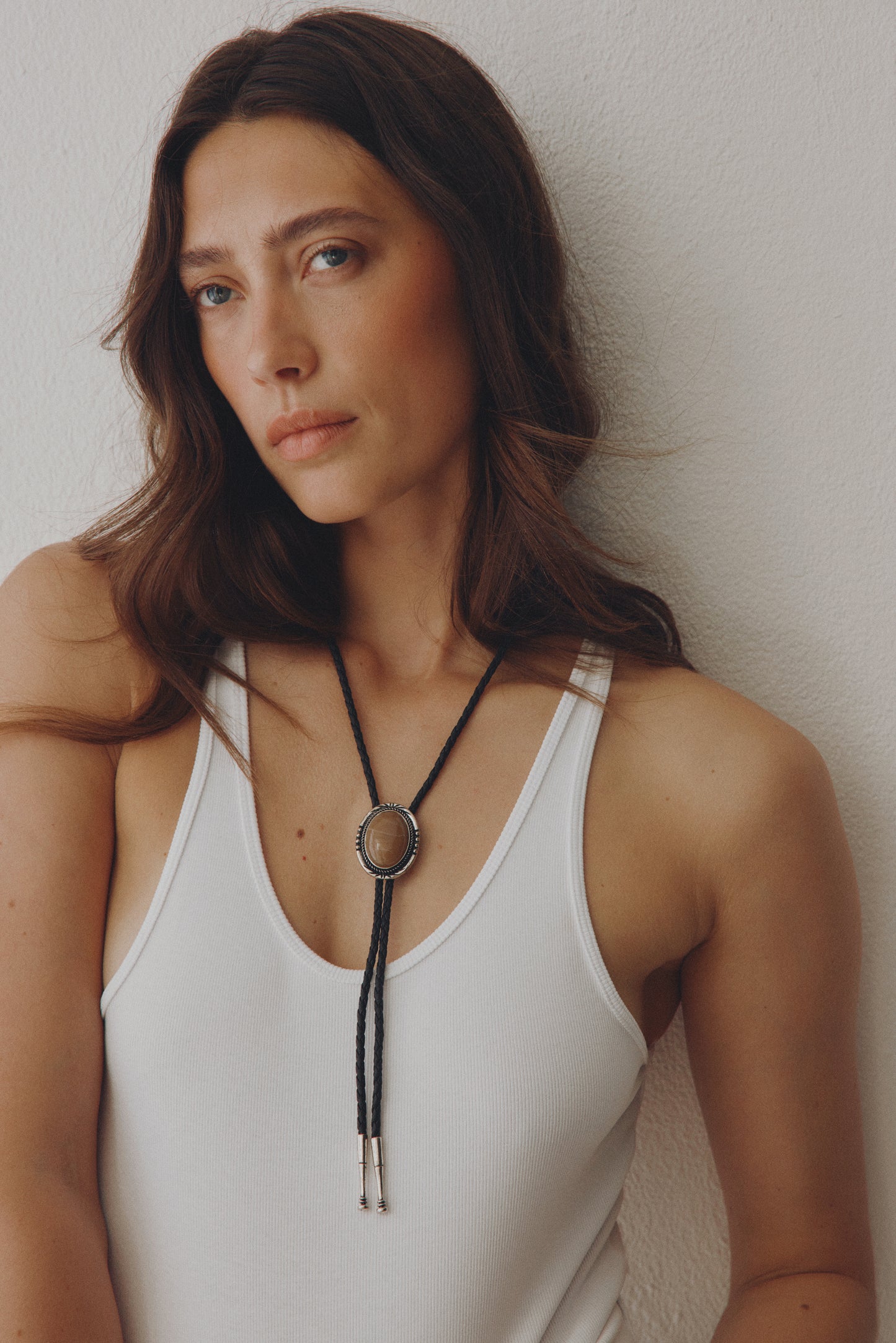 Brown aye Bolo tie