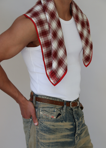 Cherry wood plaid Bandana